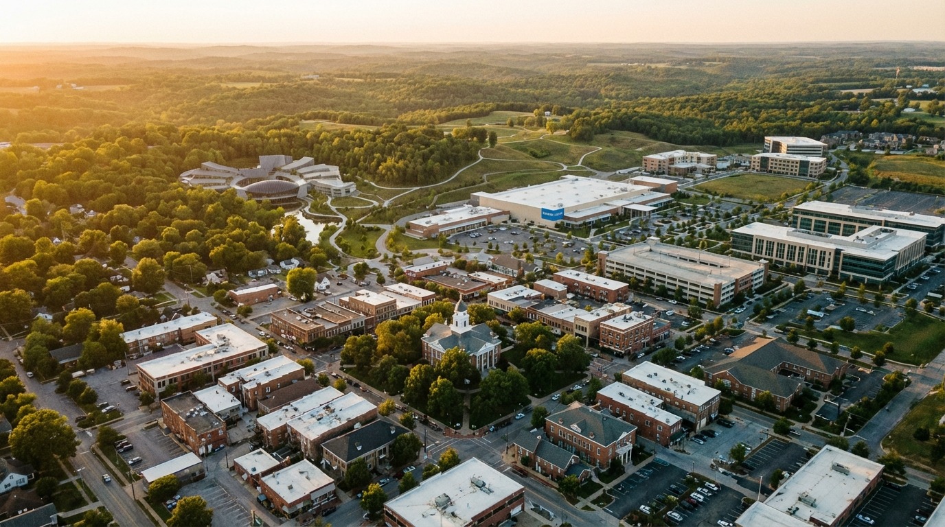 Aerial view of Bentonville, Arkansas